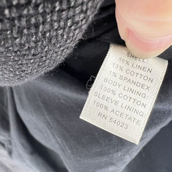 Banana Republic Womens Black Slash Pockets Belted Overcoat Linen Blend Small - Picture 6 of 6